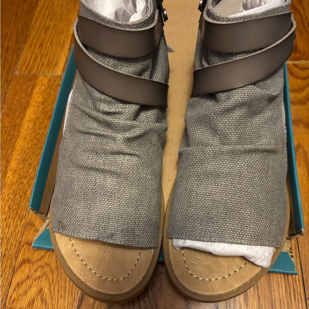 Gray and Brown Open-Toe Sandals